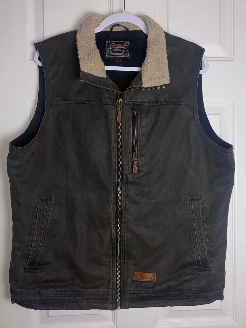 Rafter‎ C Faux Oilskin Men's Sherpa Collar Full Zip Vest